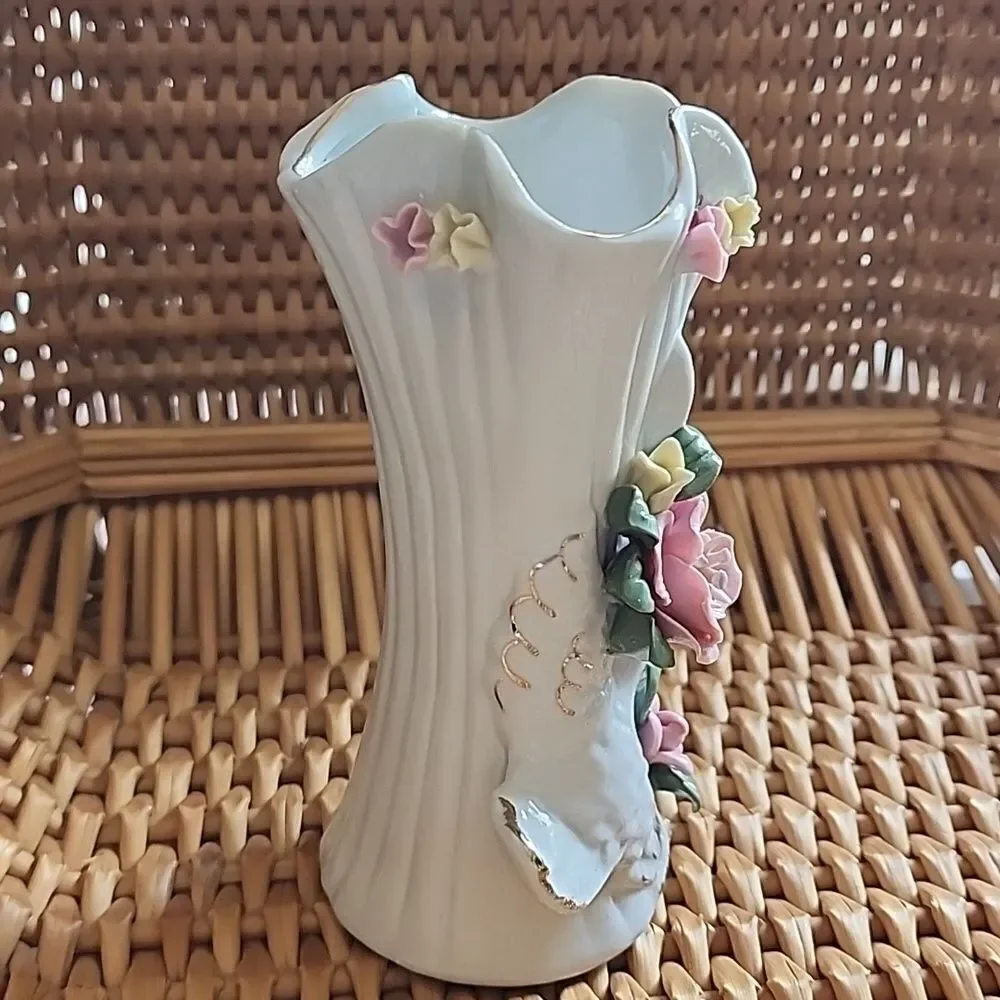 Vintage Sophia Ann Sitco Vase Floral Bird Vase Coquette